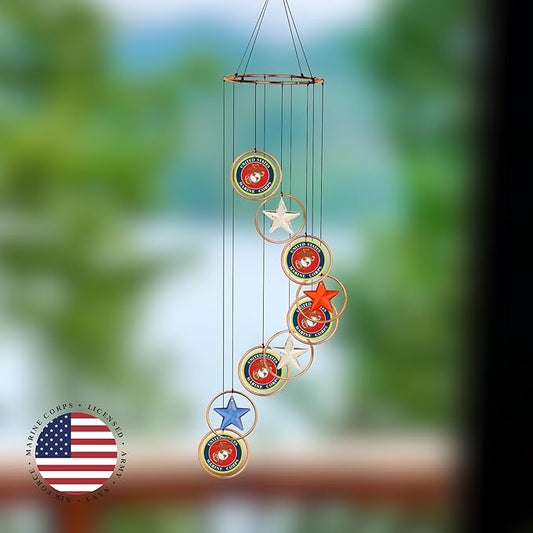 Red Carpet Studios Windchimes Patriotic Spiral Wind Chime Mobile, 23" Long, United States Marines