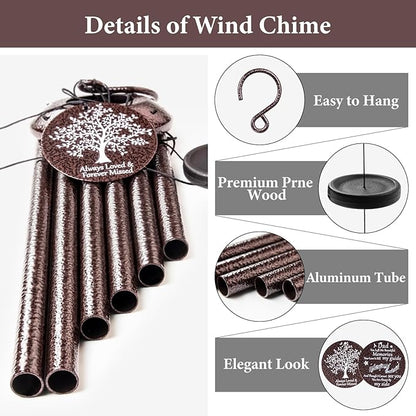 Memorial Gifts for Loss of Dad, 25'' Memorial Wind Chimes for Loss of Father, Sympathy Gifts for Lose of Dad Father, Bereavement/Condolence/Remembrance Gifts