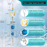 FONMY Cat Gazing Ball Spiral Tail Wind Spinner Sun Catcher Rainbow Maker Silver Spiral W/Blue K9 Crystal Ball Tree Hanging Ornament Indoor Outdoor Garden Decor. 19.5inch H
