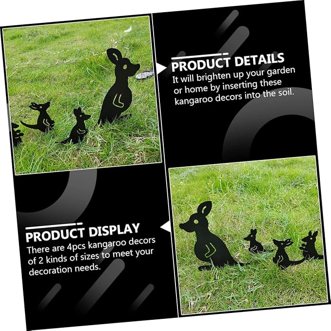 SUPVOX Hollow Kangaroo Yard Art Decor Large Outdoor Statue for Garden Iron Material