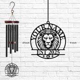 Personalized Customize Name 12 Zodiac Signs Wind Chime, Metal Iron 37 Inch Outdoor Memorial Gift for Garden Yard Patio Home Decor, Black (Leo)