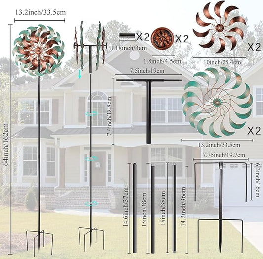 DREAMSOUL 360° Wind Spinners Outdoor, Metal Wind Spinner 64 Inch Windmill for Yard Garden Outdoor Decor