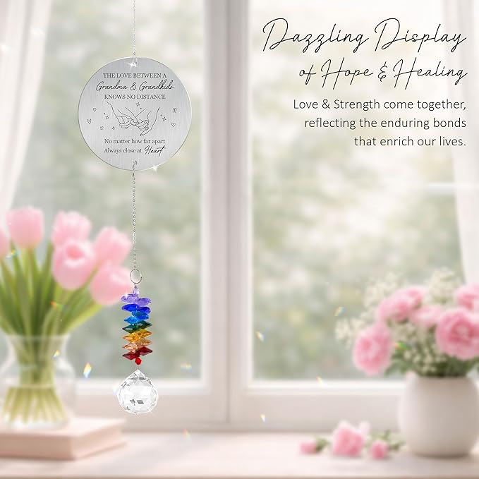 Gifts for Grandma Birthday Gift - Crystal Suncatcher Rainbow Maker - Unique Hanging Window Decor - Sentimental Keepsake - Meaningful Gift for Grandmother from Grandkids