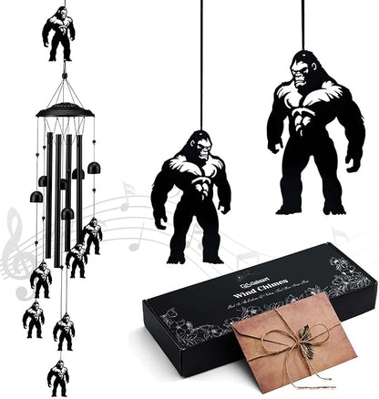 Bigfoot Wind Chimes for Outside/Indoors, Bigfoot Gifts for Women Mom Grandma, Aluminum Tubes Windchimes S Hook, 37" Wind Chime Hanging Decor for Home Patio Garden Porch Yard (Black-Bigfoot)