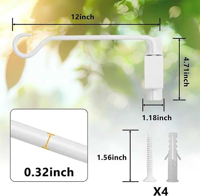 Aidoclip 2PCS Wall Mounted Plant Hanger, Indoor/Outdoor Decorative Hook for Hanging Plants, Windchime, Baskets – Rustic Iron Plant Holder, Ideal Wall Décor, Ceiling Hooks for Indoor Garden- (12in)