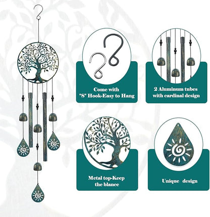 Wind Chimes for Outside Tree of Life Wind Chimes Windchimes Outdoors Tree of Life Wind Chimes for Outside Gifts for Mom, Grandma, Daughter, Decoration for Home, Garden, Patio, Backyard