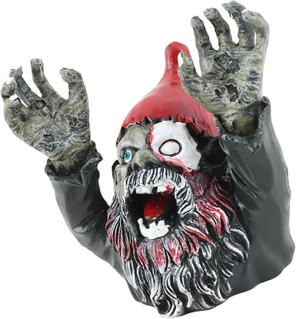 Zombie Garden Gnomes Zombie Dwarf, Garden Statue Sculpture Evil Scary Outdoor Halloween Decoration Ornament Horror Zombie Dead Gnome Zombie Gnome for Indoor and Outdoor Patio Use