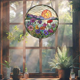 Wildflower Sun Catcher California Poppy Stained Glass Suncatchers 7.87 Inch Wildflower and Sun Stained Glass Ornament for Home Decor Indoor Wall Art for Women Mother Grandmother Friends