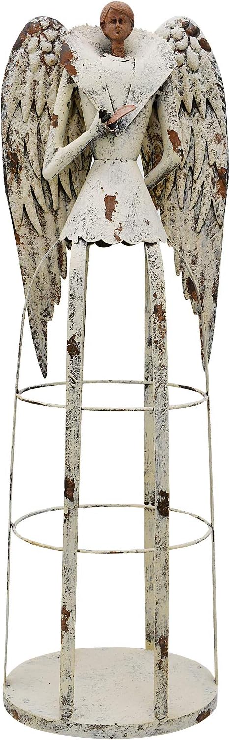 Antiqued Metal Garden Angel Statue Praying Angel Decor, Indoor Outdoor Angel Yard Art Decor Lawn Patio Decorations Holiday Decor Garden Present Idea, 30.25" H (Rusty Angel)