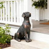 Cynkeyee Outdoor Garden Dog Statue - 16 Inch Resin Sitting Labrador Sculpture, Decorative Figurine for Patio, Lawn, Yard, Porch (Black)