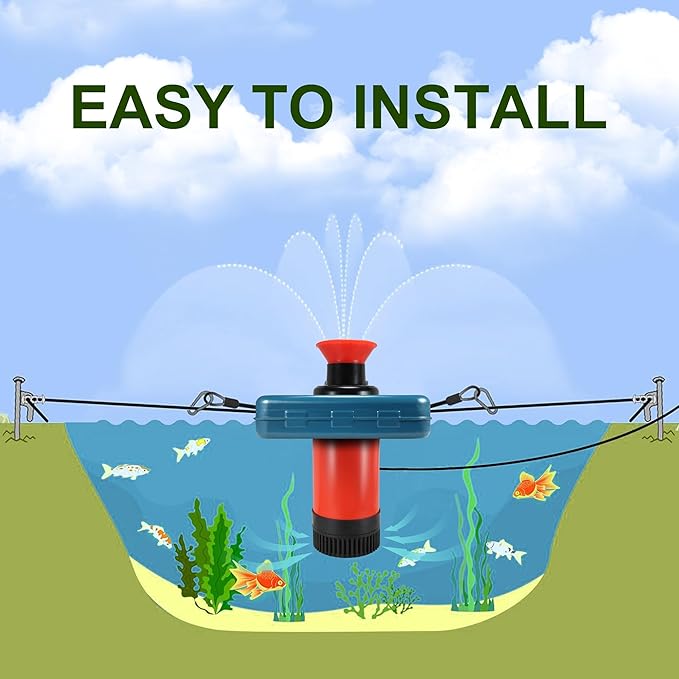 Pond Fountain Aerator, AS1 1HP 750W 15000GPH 110V High Flow Floating Water Fountain Pump With 100ft Power Cord, Thickened Body Aerating Fountains Cascade for Large Small Pond/Lake (No Timer)