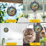 GENANY Butterfly Stained Glass Window Hanging, Sun Catcher with Metal Chain and Hook, Butterfly Spring Ornament Gifts for Women Men, Spring Home Decorations, Floral Themed Housewarming Gifts
