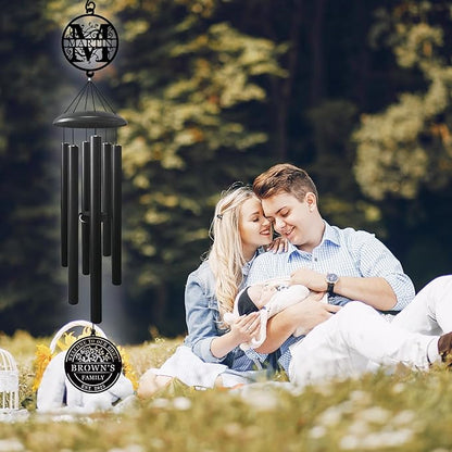Best Housewarming Gifts 2025， Large Black Metal Wind Chime Outdoor Decor, Custom Family Name Welcome Sign, New Home Gift, Garden Patio Porch Decoration
