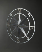 Nautical Compass Rose Wall Hanging Sculpture - Galvanized Grey Finish Metal Indoor Outdoor Ocean Decor - 20.5 Inch Diameter Elegant Maritime Home Accent Piece
