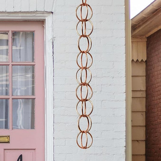 Rain Water Catcher Rainwater Chains Home Decor for Gutter Functional Replace Rain Gutter Drain Rain Chains for Divert Water Sheds Awnings, Rings