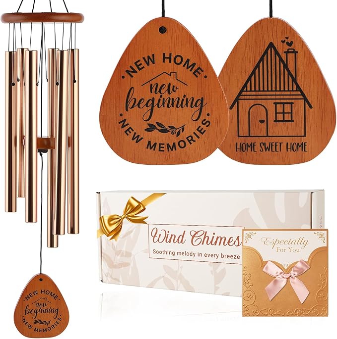 Housewarming Gifts New Home for Couple Family Women Men, 32" Wind Chimes with Gift Box & Card, House Warming Gifts for New Homeowners, Cozy New Home Decor Garden Patio Yard Indoor Outdoor