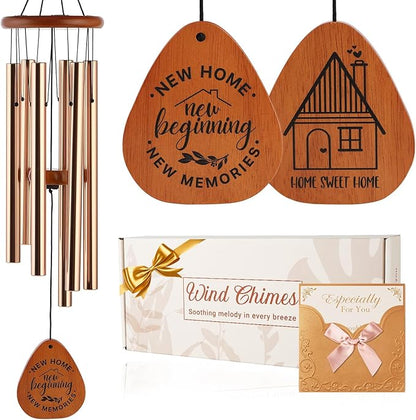 Housewarming Gifts New Home for Couple Family Women Men, 32" Wind Chimes with Gift Box & Card, House Warming Gifts for New Homeowners, Cozy New Home Decor Garden Patio Yard Indoor Outdoor