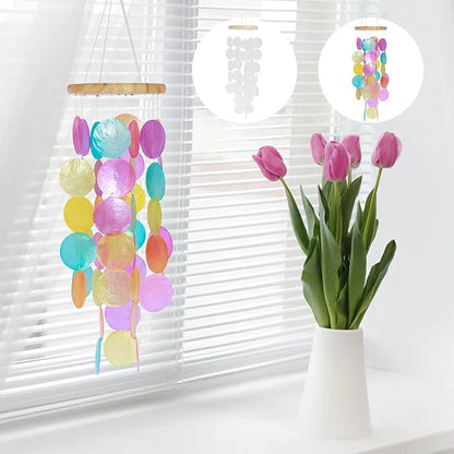 Shell Wind Chimes, Handmade Seashell Wind Chimes Hanging for Outside, Colorful/White Shell Wind Chimes Outdoor, Delicate Waterproof Lightweight Decoration Memorial Windchimes for Yard Porch Outdoor