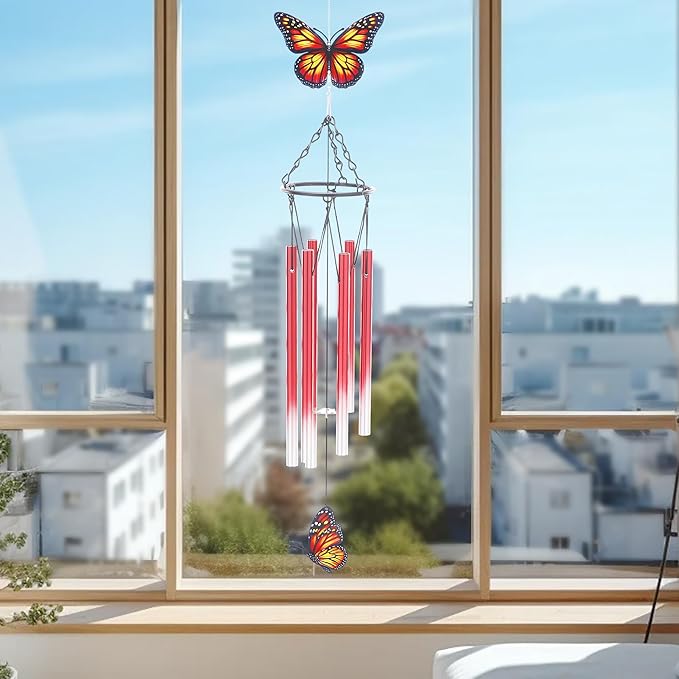 Butterfly Wind Chimes for Outside - Metal Windchimes Outdoors Patio Garden Yard Backyard Indoor Balcony Porch Hanging Decor Butterfies Birthday Gifts for Women Mom Grandma Wife Friends