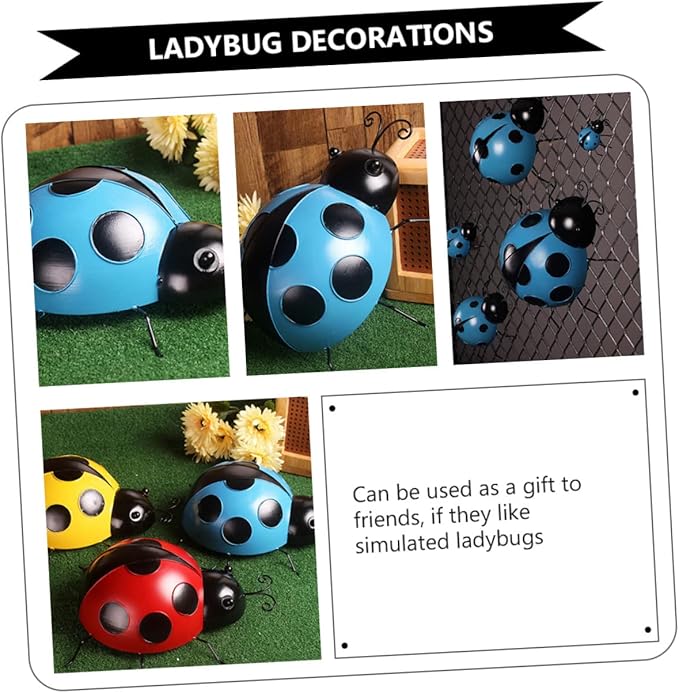 LIOOBO Simulated Ladybug Decors 3pcs Ladybug Garden Ornament Vibrant Colors for Home
