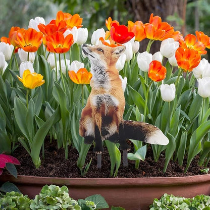 Milisten Fox Lawn Sign Acrylic Garden Stake Outdoor Decorative Fox Figurine for Yard Pathways Patio and Farm Lawn Ornament
