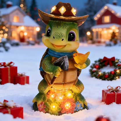 Solar Turtle Garden Decor, Animal Statue Lights for Outdoor, Mothers Day Mom Gifts, Thanksgiving, Birthday, Fairy Garden Accessories,Patio,Yard,Balcony Decorations, Lawn Ornament, Housewarming