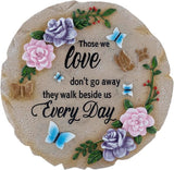 MyGift 9 Inch Resin Memorial Stepping Stone, Butterfly & Floral Sympathy Plaque, Bereavement Remembrance Gifts for Loss of Loved One, Outdoor Remembrance Stone