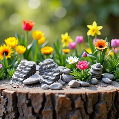 4Pcs Miniature Garden Bridge and Stone Steps, Resin Fairy Garden Decor, Bonsai Ornament