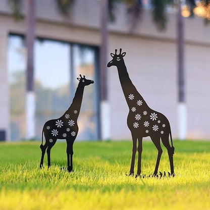 Metal Decorative Garden Stakes, Giraffe Garden Decor for Outside Gifts for Women Men, Black Silhouette Statues Decorations Outdoor for Yard Art, Lawn, Backyard, Pathway,Patio