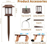 6Pack Solar Pathway Lights Outdoor with Flickering Flame, IP65 Waterproof, Solar Flame Lights with Hook, Upgraded 1000mAH Battery, Up to 12Hrs, Auto On/Off, Decor for Garden, Walkway