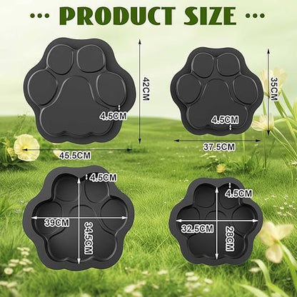 Threlaco Set of 2 Large Paw Print Stepping Stones Mold, 16 in and 13 in Dog Cat Paw Print Concrete Cement Textured Plastic Craft Mold Non-slip for Garden Decor