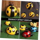 Kisangel 3pcs Iron Art Ladybug Ornaments for Garden Realistic Simulated Decorations Nature Guys