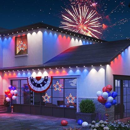 LAMPHOME 14" Lighted Red, White and Blue Patriotic Star Window Silhouette Decoration for Indoor & Outdoor Celebrations