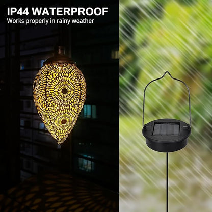 Hanging Solar Lights Outdoor Waterproof with Shepherd Hook Garden Decor Chandelier Birthday Gifts for Women Mom Family Hanging Solar Lanterns for Yard Patio Pathway Holiday Gift Ideas
