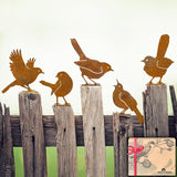 OULYDEKO 5PCS Rusty Birds Decoration,Outdoor Bird Wall Decor,Metal Birds Yard Decor, Metal Birds Craft Statue Ornaments - Garden Sculptures and Yard Art, Fence Decorations Outdoor,Rustic Garden Decor