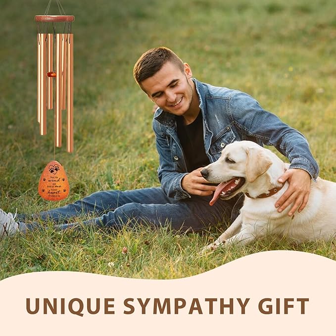 Personalized Pet Memorial Wind Chime - Custom Sympathy Gift for Loss of Dog or Cat, Engraved Outdoor Remembrance Wind Chime for Garden, Patio