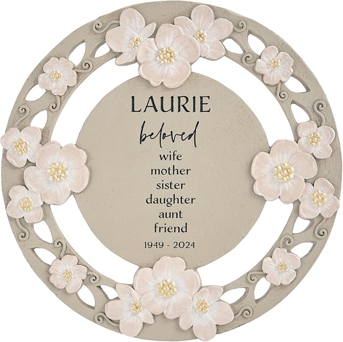 Let's Make Memories Personalized Memorial Garden Stone - Loved by All - Floral - Sympathy