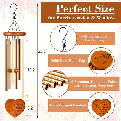 Birthday Gifts for Women, 25.5" Aluminum Wind Chimes for Outside with Heart Catcher, Unique Birthday Gifts for Mom, Grandma, Sister, Wife & Friend, Soothing Tone Wind Chime for Home Decor