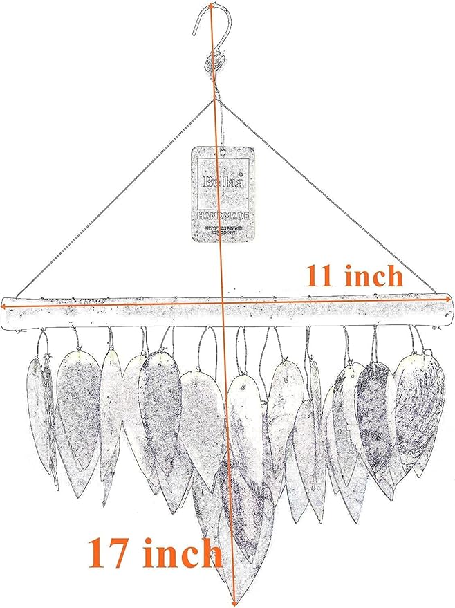 Bellaa Handmade Wind Chimes Outdoor, Capiz Seashell Glass, Gental Musical Windchime Outside Garden Decoration, Beach, Gifts for Mom 24506