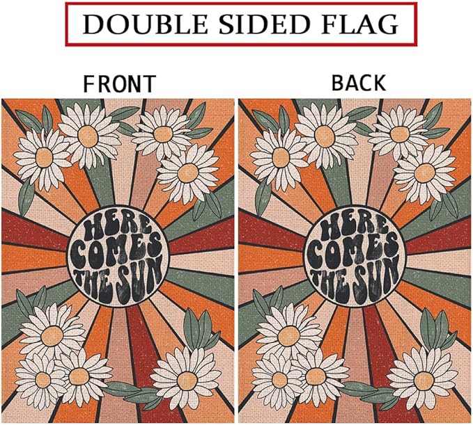 Summer Garden Flag Vintage Daisy Vertical Double Sided Seasonal Farmhouse Yard Outdoor Decorations 12.5 x 18 Inch