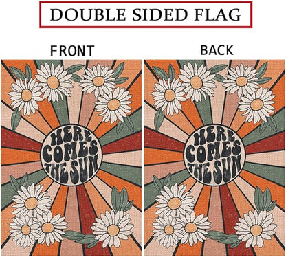 Summer House Flag Vintage Daisy Sun Vertical Double Sided Seasonal Farmhouse Yard Outdoor Decorations 28 x 40 Inch