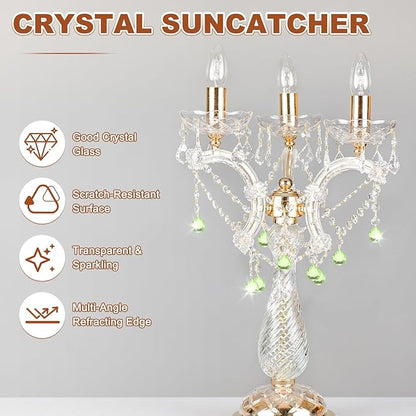 M METERXITY 20-Pack Crystal Ball Prisms, 24mm/0.94 Inch Chandelier Pendant Maker Hanging Crystals Chandelier Prisms for Home/Windows/Garden/DIY Decoration[Apple Green]