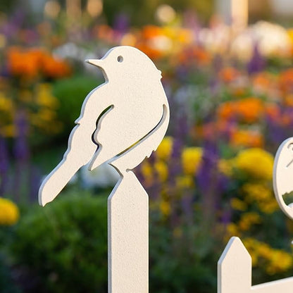 3 Pcs Small Garden Fence with 6 Pieces Birds Decoration, Metal Birds Yard Decor, Insert Lawn Picket Fence Garden Borders Decorative for Landscape Path Flowerbeds Plant Yard, Fence Decorations Outdoor