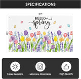 AVOIN colorlife Hello Spring Tulip Lavender House Flag 3x5 FT Double Sided, Seasonal Flower Large Banner Yard Outdoor Flag