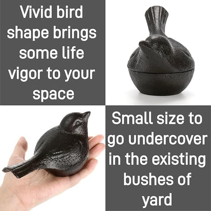 Pumtus Cast Iron Key Hider, Birds Hide-a-Key Holder, Outdoor Small Garden Statues Ornament, Outside Spare Key Hider Figurine, Indoor Decoration Jewelry Trinkets Box for Ear Studs, Rings, Paper Clips