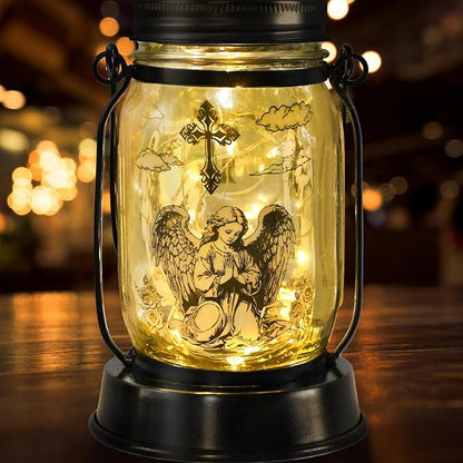 Guardian Angel Gifts for Women/Men Angel Praying Solar Lantern Mom Birthday, Mothers Day, Christmas Gifts,Sympathy Solar Lantern Garden Decoration Outside for Yard, Patio,Backyard,Porch, Torches