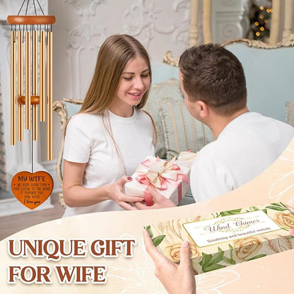 for Wife, Wedding Anniversary Birthday Gifts for Wife from Husband, Unique Wife Wind Chime Garden Decor Outside, I Love Gift for Wife