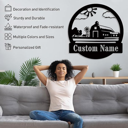 Custom Farm Metal Sign - Last Name Ranch Sign I Outdoor & Garden Decor | Cow Farmhouse & Barn Theme