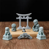 SUPERFIDINGS 7 Styles Pagoda Lion Garden Statue Japanese Pagoda Torii Gate Stone Footbridge Figurines for Landscape Balcony Garden Patio Porch Yard Art Ornament