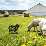 SUPERDANT 1Pc Large Metal Sheep Lawn Ornament Decorative Garden Yard Stakes Sign Black Iron Flower Cutout Animal Silhouette For Outside Farm Pathway Farmhouse Decoration Gift